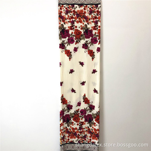 Flower Double Border Rayon Twill Printed Fabrics